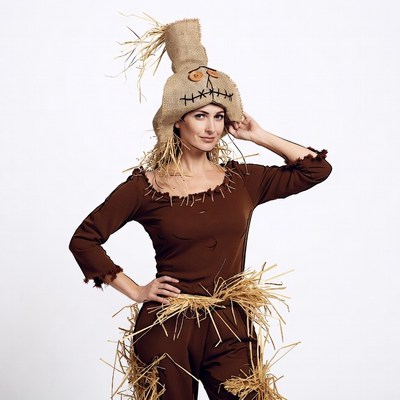 Woman in scarecrow costume