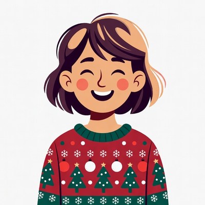 Smiling girl in Christmas sweater