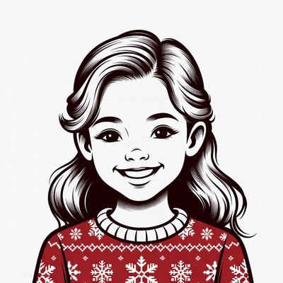 Girl smiling in Christmas sweater