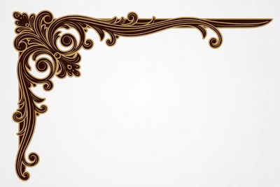 Ornate Brown Floral Corner Border
