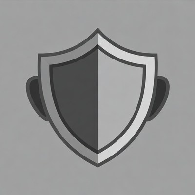 Gray Shield Icon with Ears