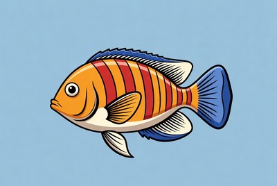 Colorful Striped Angelfish Illustration