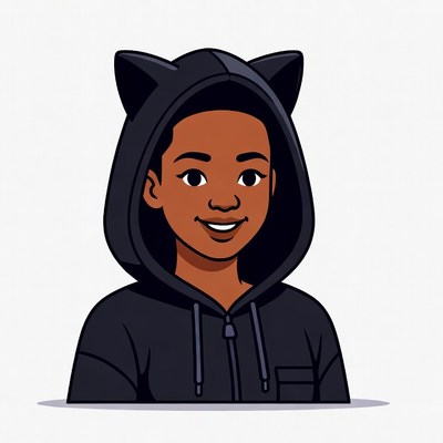 African-American girl in cat ear hoodie