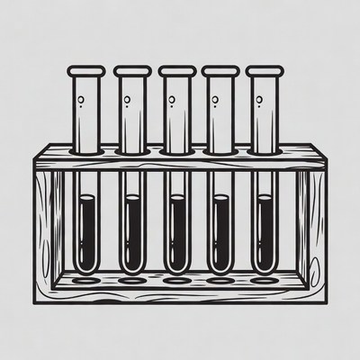 Test Tubes in Wooden Rack