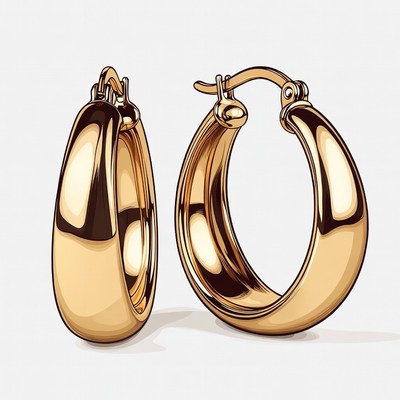 Gold Hoop Earrings Pair