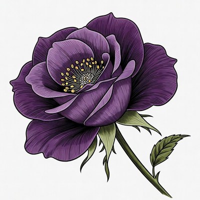 Purple Rose Illustration