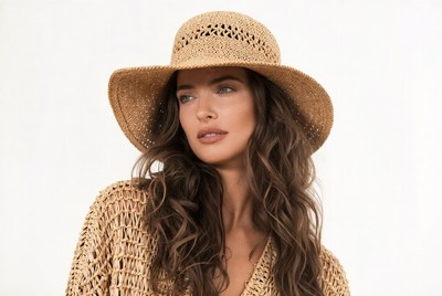 Woman wearing straw hat
