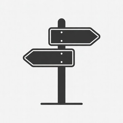 Black directional signpost illustration