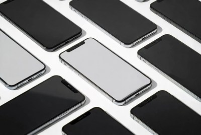 Black Smartphones on White Background