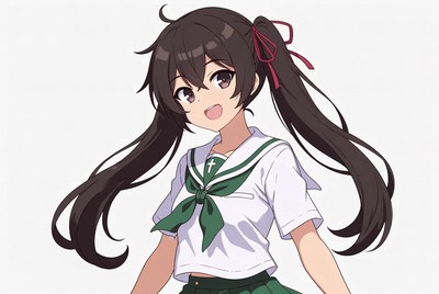Anime girl in green sailor uniform