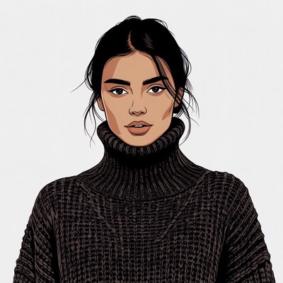 Asian woman in turtleneck sweater