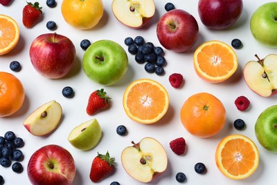Colorful Fresh Fruits on White Background