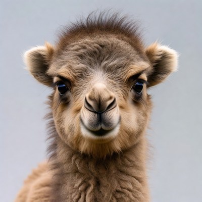Cute baby camel closeup