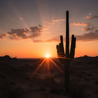 Saguaro Cactus at Sunset