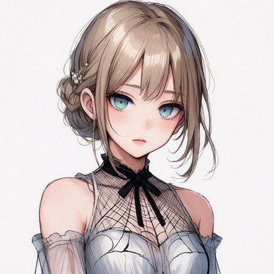 Anime girl with updo hairstyle