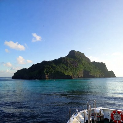 Lush green island in turquoise ocean