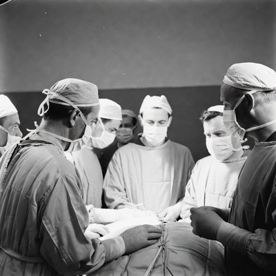 Surgeons performing operation in hospital