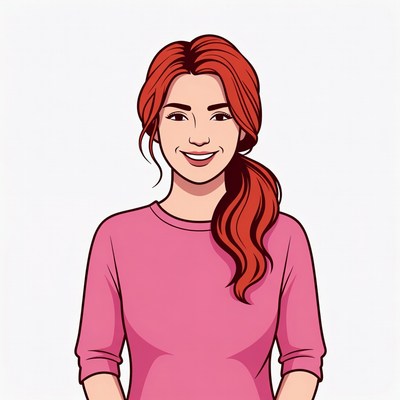Smiling woman with red ponytail