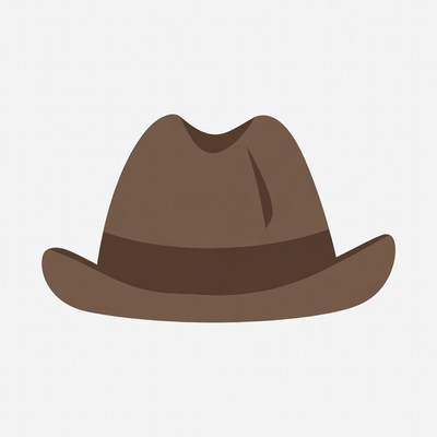 Brown fedora hat illustration