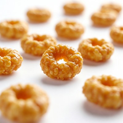 Cheerios cereal rings on white