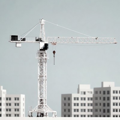 White Tower Crane Urban Buildings