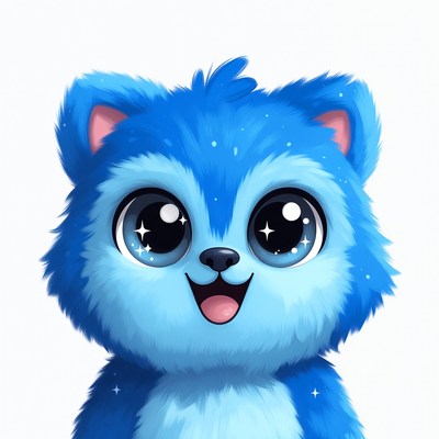 Cute Blue Cartoon Puppy