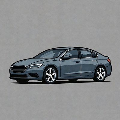 Gray Sedan Car Illustration