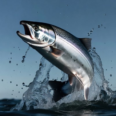 Salmon Jumping from Water