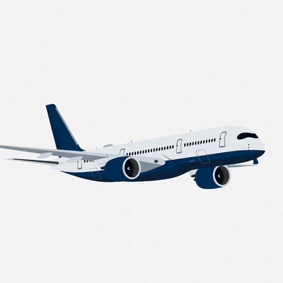 Blue and White Airplane Illustration
