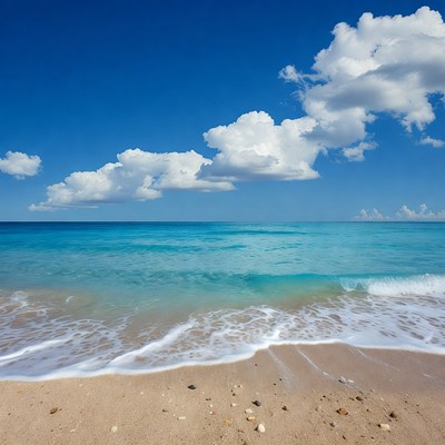 Sandy Beach with Turquoise Ocean Waves
