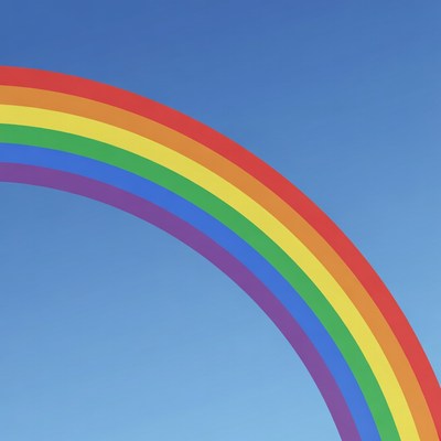 Rainbow arc on blue sky