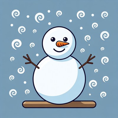 Snowman in Snowflakes Illustration