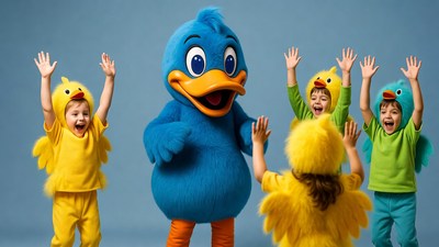 Children with Blue Duck Costume