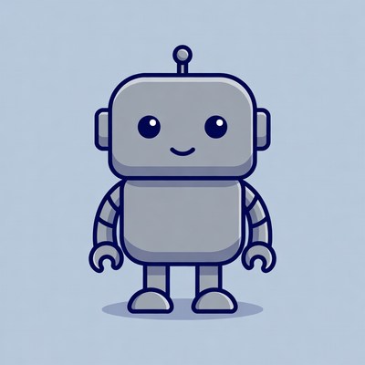 Cute gray robot illustration