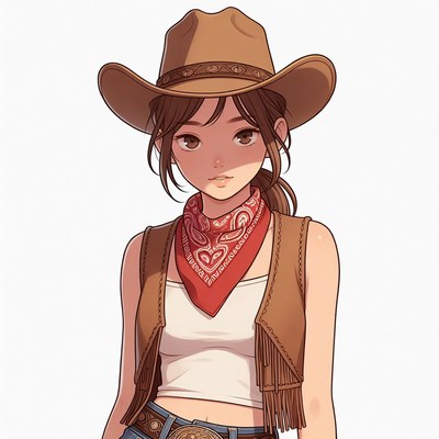 Anime girl in cowboy hat