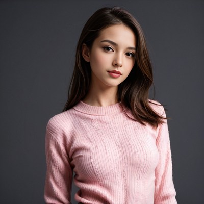 Asian woman in pink sweater