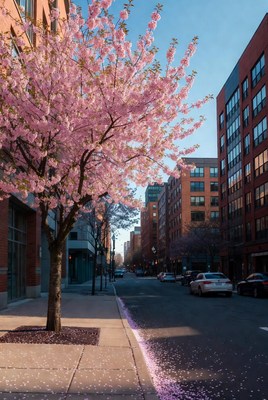 Cherry Blossom Tree Urban Street