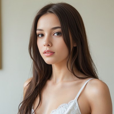 Beautiful woman in white lace lingerie