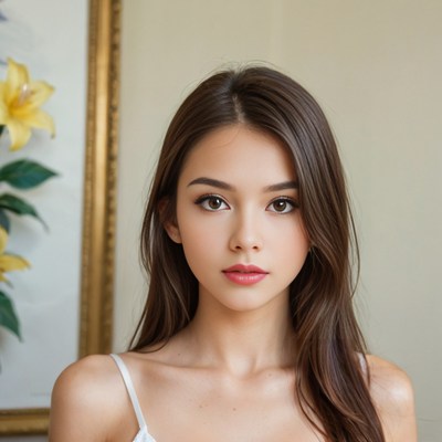 Beautiful Asian woman with yellow flowers