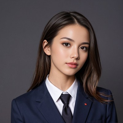 Asian woman in navy school uniform