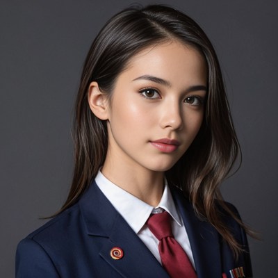 Asian woman in navy school uniform