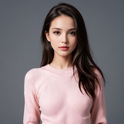 Asian woman in pink sweater