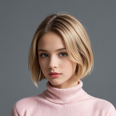 Young woman with blonde bob haircut