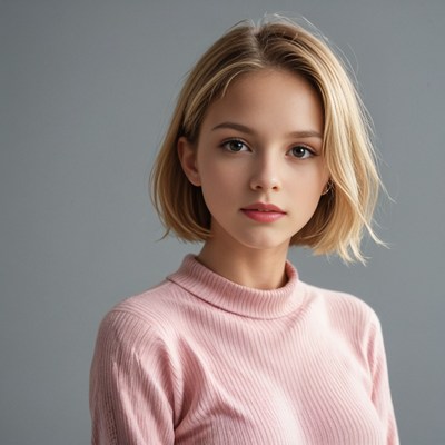 Young woman with blonde bob haircut