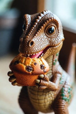 Toy T-Rex Eating Muffin