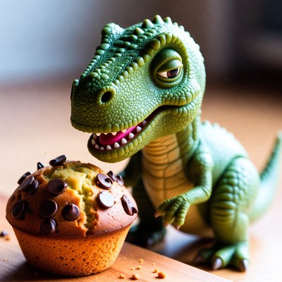 T-Rex Toy Eating Muffin