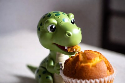 Toy T-Rex Eating Muffin