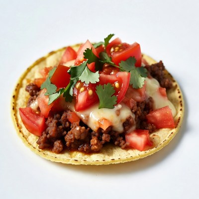 Beef Taco with Tomatoes and Cilantro