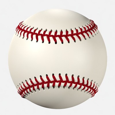 White baseball with red stitches