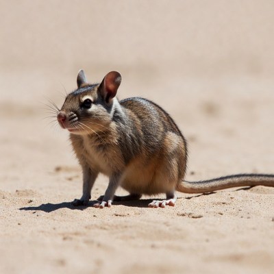 Gerbil standing on sand